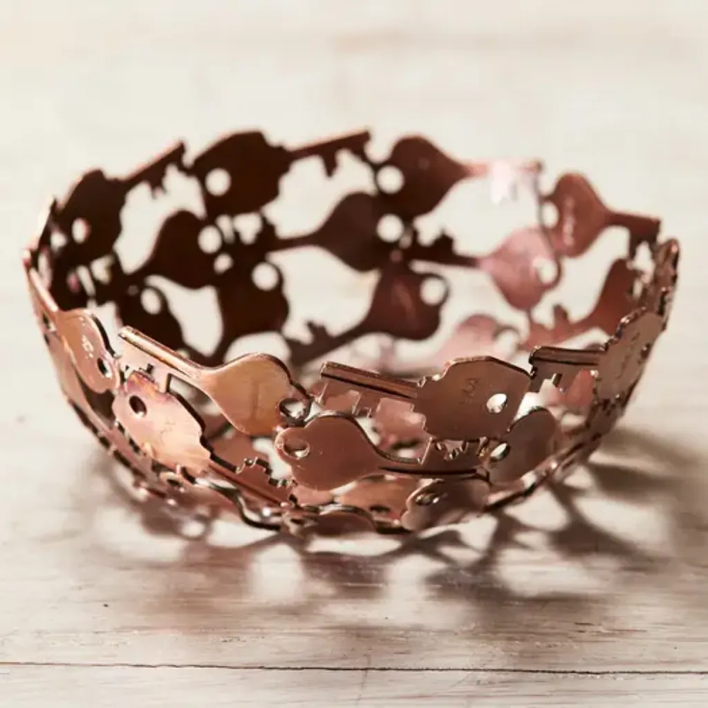 Antique Copper Finish Recycled Iron Key Bowl