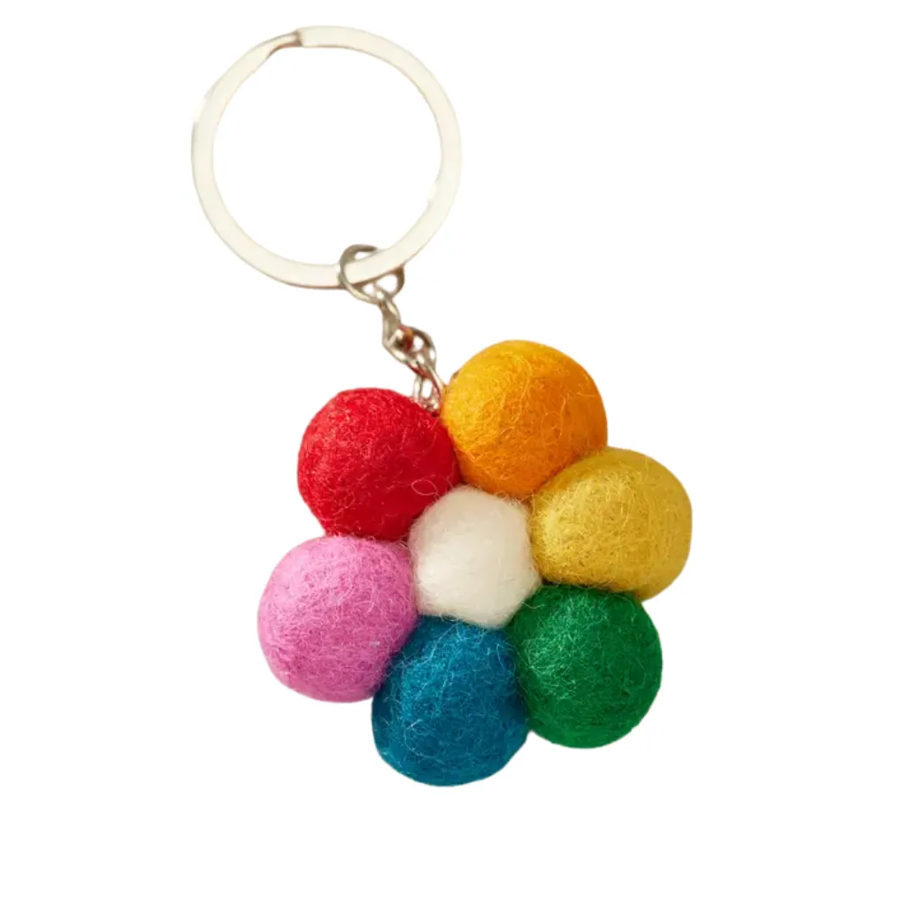Felt Rainbow Flower Keyring