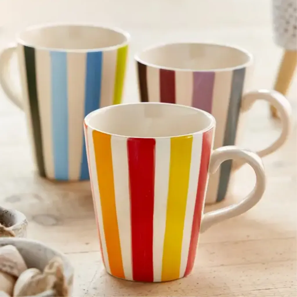 Hand Painted Tonal Carnival Stripe Mug