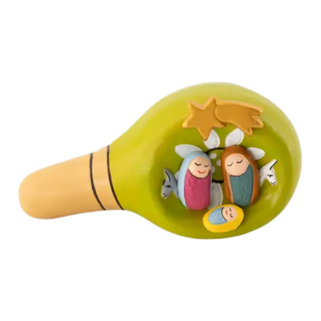Peruvian Green Maraca Handmade Nativity Scene