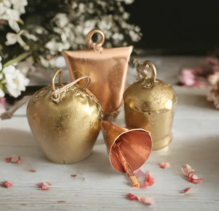 Rose gold and golden metalic bells