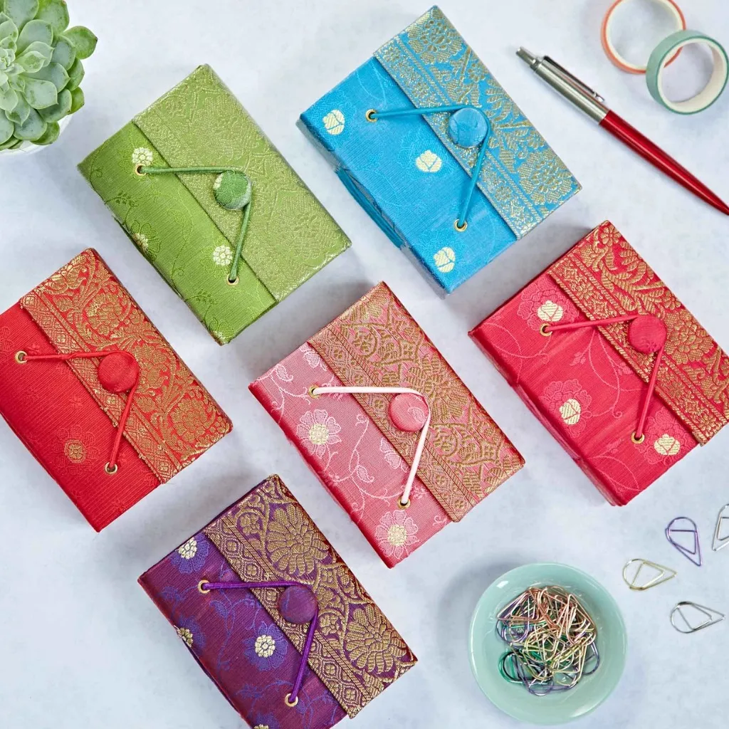 Small Sari Fabric Journal Notebook
